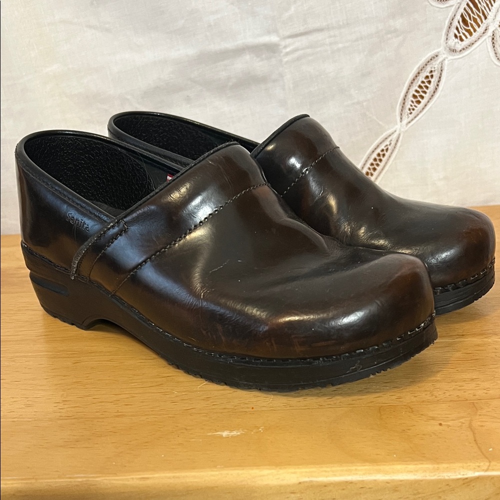 Sanita Brown Danish Slip On Clogs 41